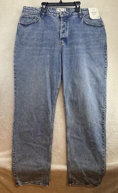 NWT Women's Abercrombie & Fitch Dad High Rise Med Wash Curve Love Jeans 18 Long